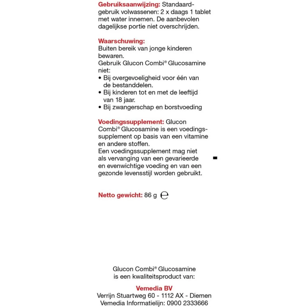 GluconCombi Glucosamine + Chondroïtine + Vitamine C Tabletten
