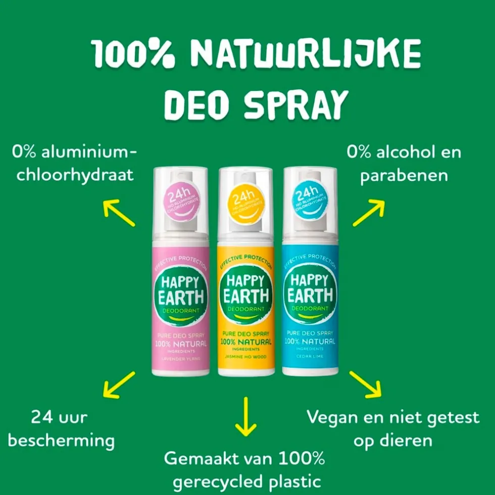 Happy Earth 100% Natural Jasmine Ho Wood Deodorant Spray