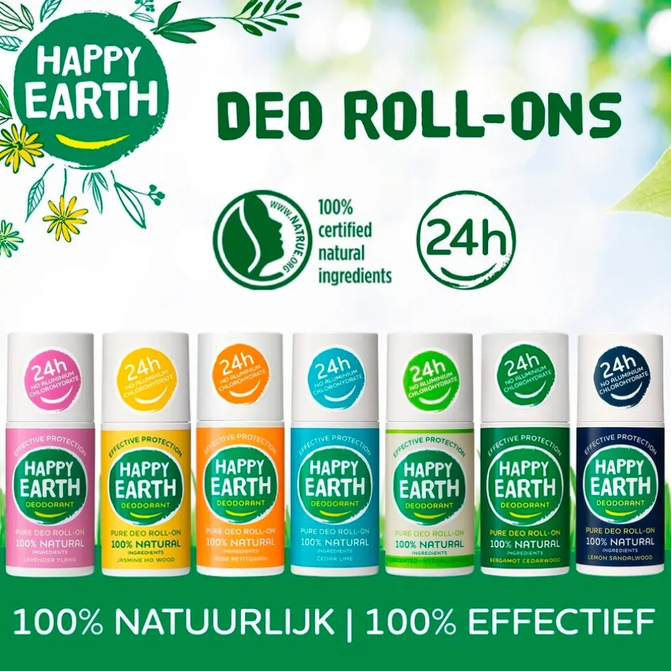 Happy Earth Bergamot Cedarwood Deodorant Roller