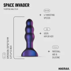 Hueman Space Invader Vibrerende en Stotende Buttplug