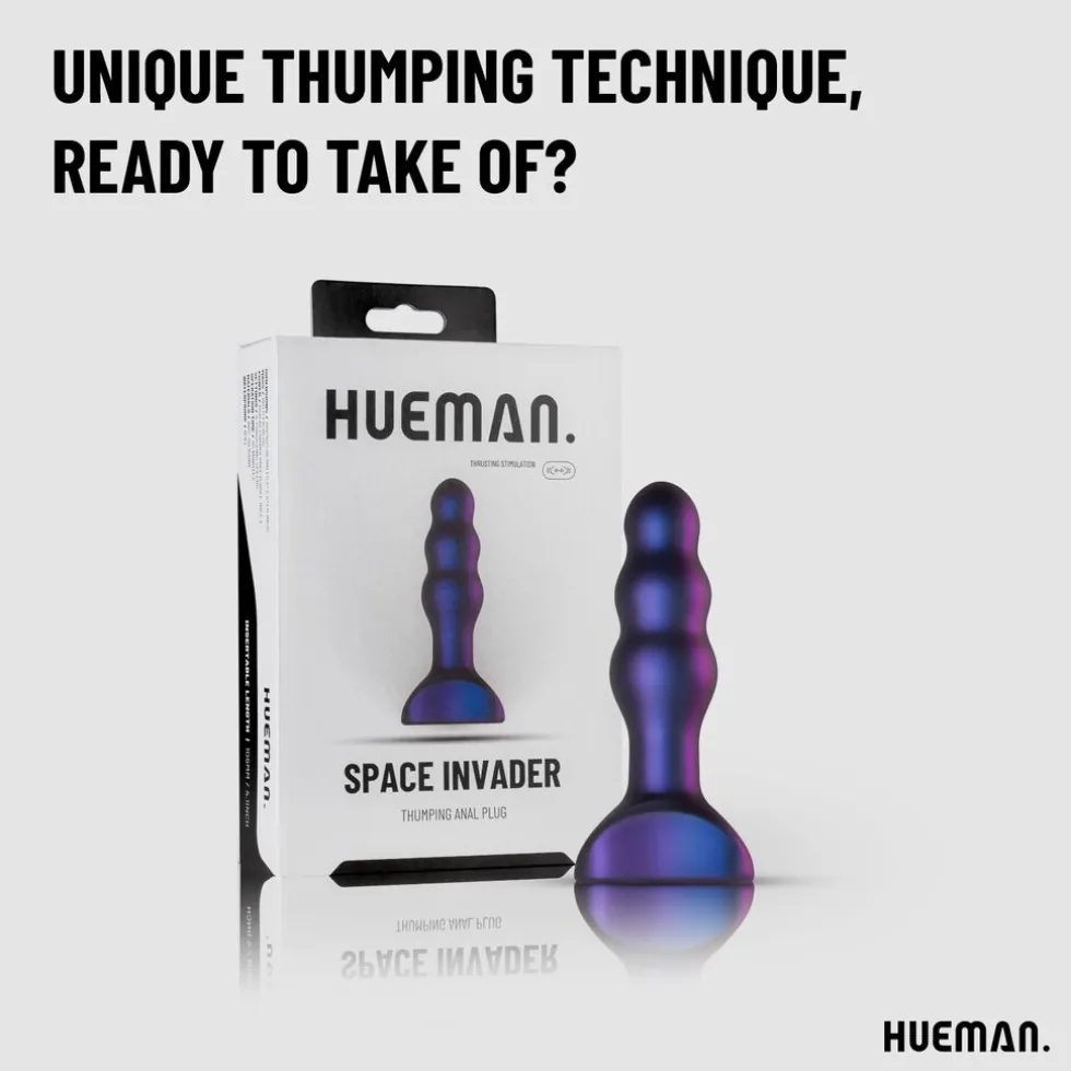 Hueman Space Invader Vibrerende en Stotende Buttplug