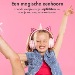 imoshion Draadloze Bluetooth Kinder Koptelefoon met Verlichte Unicorn Oortjes