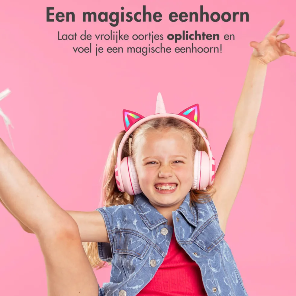 imoshion Draadloze Bluetooth Kinder Koptelefoon met Verlichte Unicorn Oortjes
