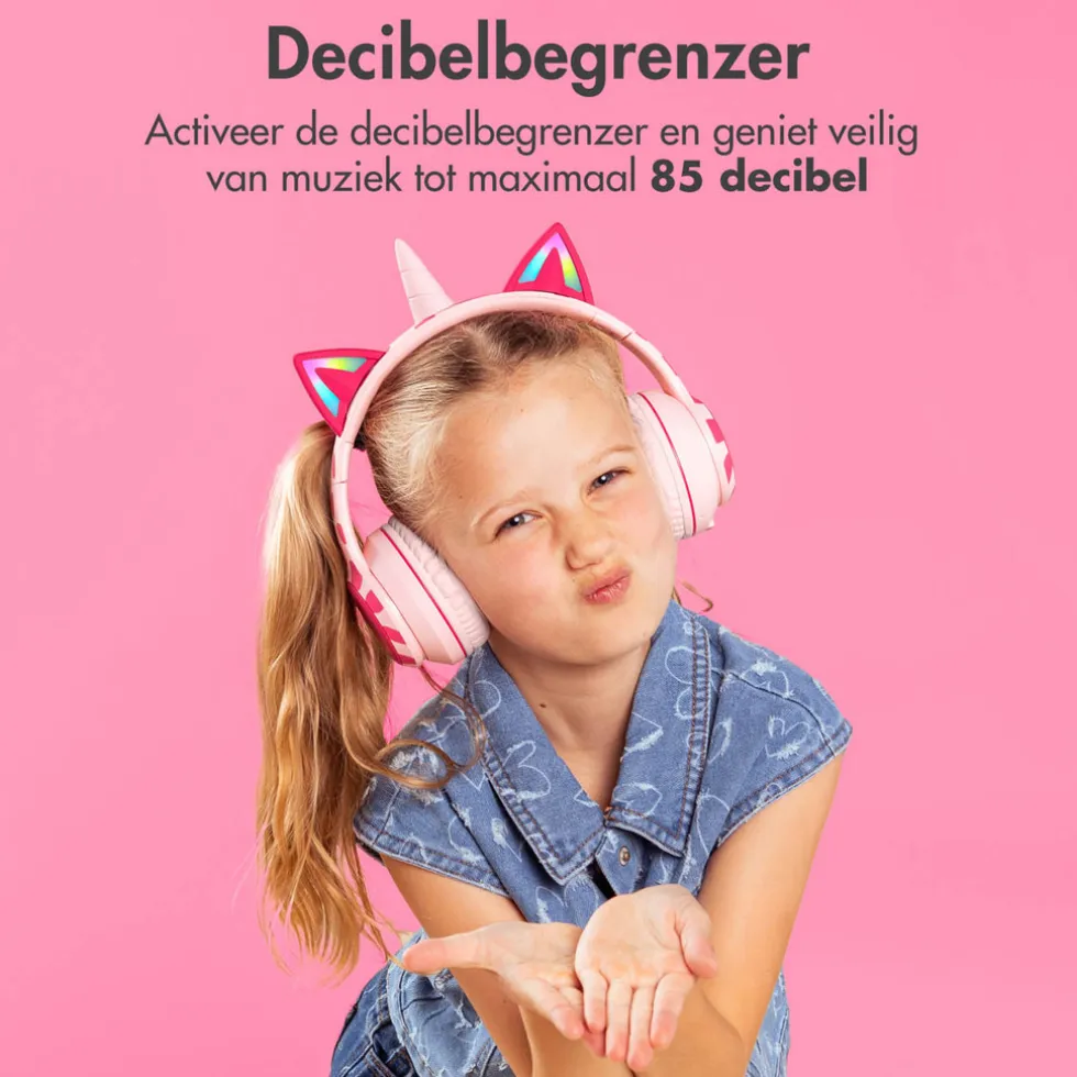 imoshion Draadloze Bluetooth Kinder Koptelefoon met Verlichte Unicorn Oortjes