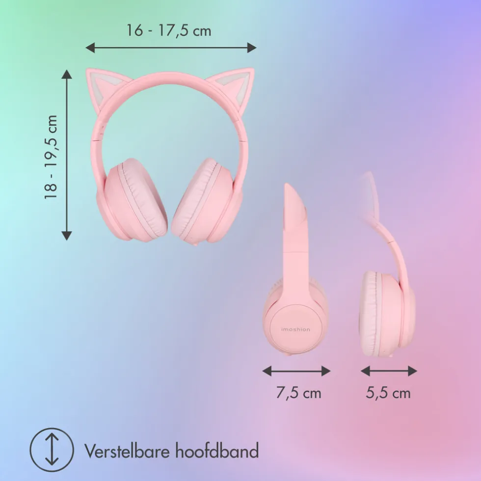 imoshion Draadloze Bluetooth Kinder Koptelefoon met Verlichte Kattenoortjes
