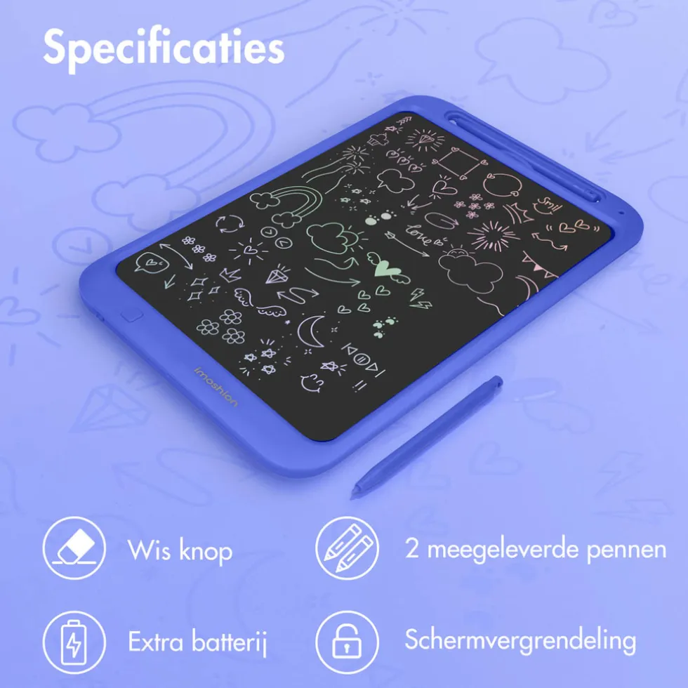 imoshion Tekentablet voor Kinderen met Kleurenscherm en 2 Pennen