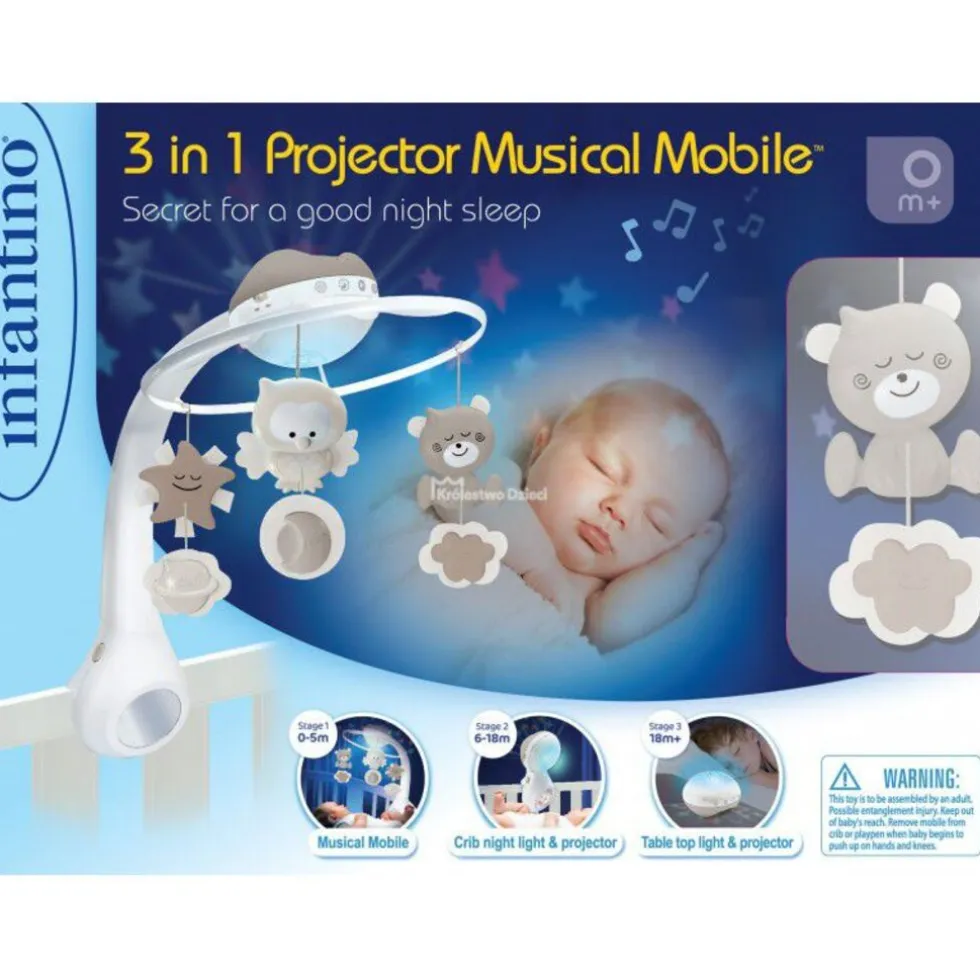 Infantino Grey 3 in 1 Muziekmobiel & Projector