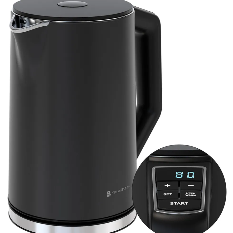 KitchenBrothers Dubbelwandige Waterkoker met Temperatuurregeling