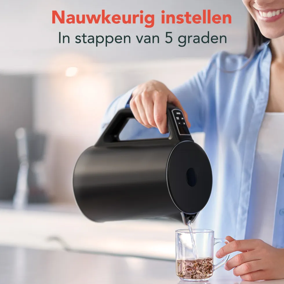 KitchenBrothers Dubbelwandige Waterkoker met Temperatuurregeling