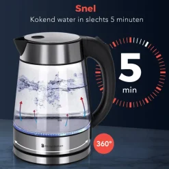 KitchenBrothers Glazen Waterkoker met LED
