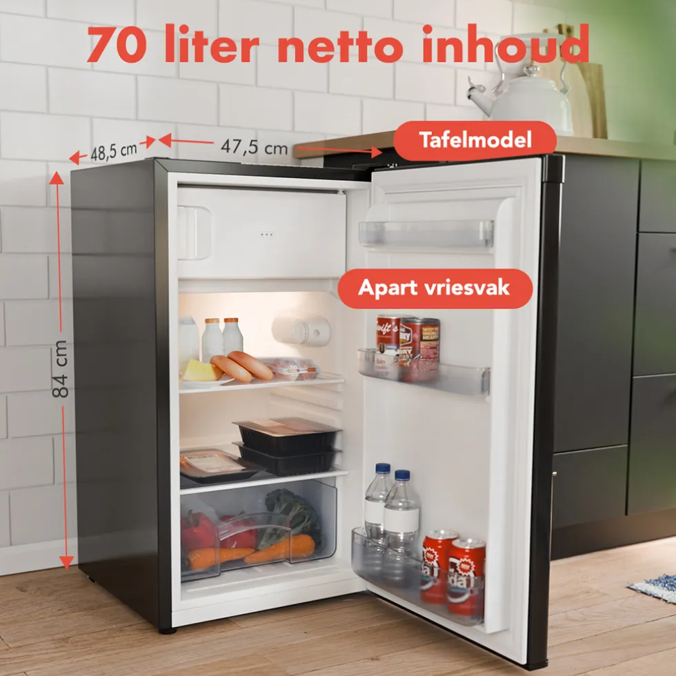 KitchenBrothers Tafelmodel Koelkast met Vriesvak