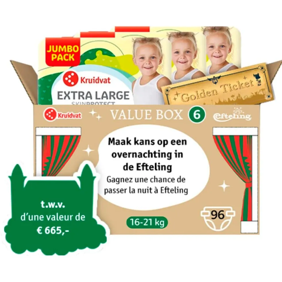Kruidvat Efteling Extra Large Maat 6 Luiers Valuebox