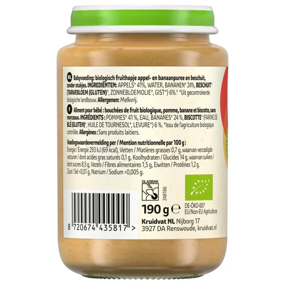 Kruidvat 6+M Bio Appel, Banaan & Beschuit Fruithapje