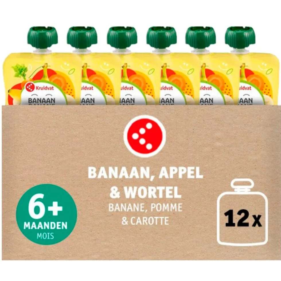 Kruidvat 6+M Bio Banaan met Appel en Wortel Knijpzakje