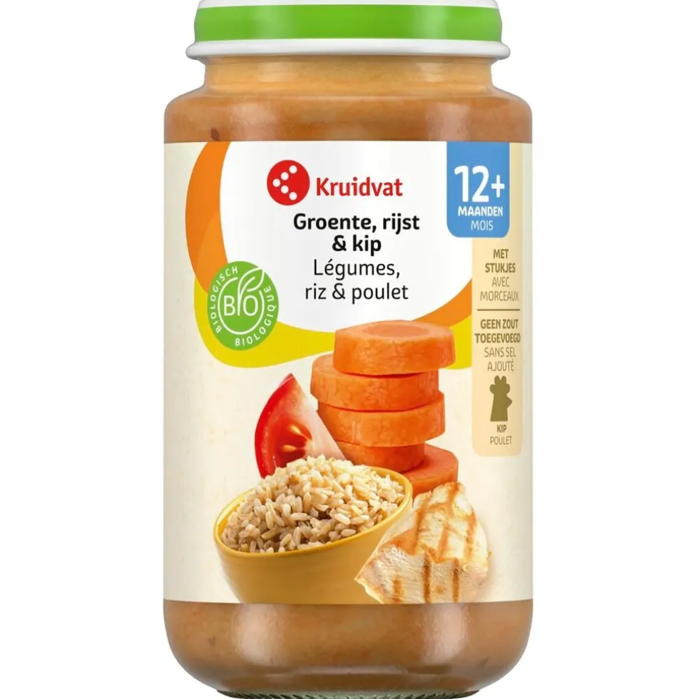 Kruidvat 12+M Bio Groente, Rijst & Kip Maaltijd