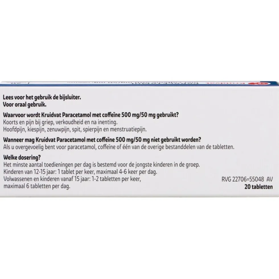 Kruidvat Paracetamol met Coffeïne 500mg/50mg Tabletten