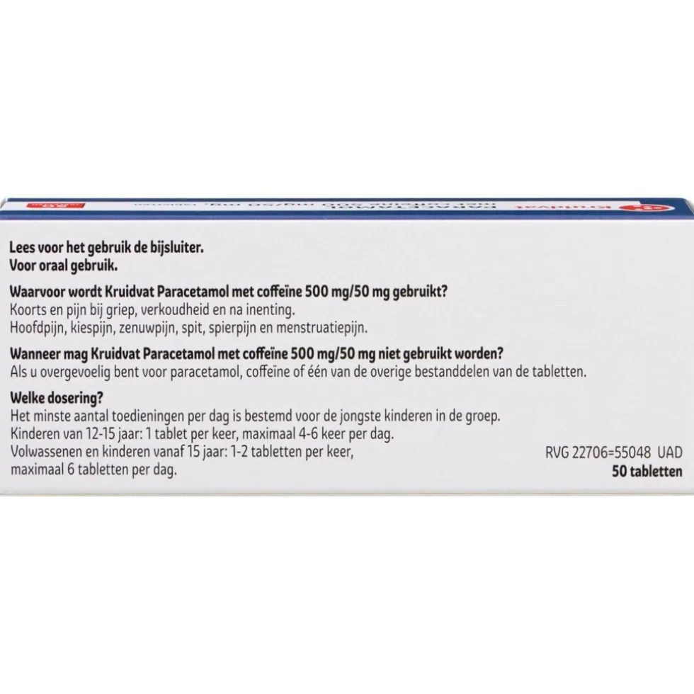 Kruidvat Paracetamol met Coffeïne 500mg /50mg Tabletten