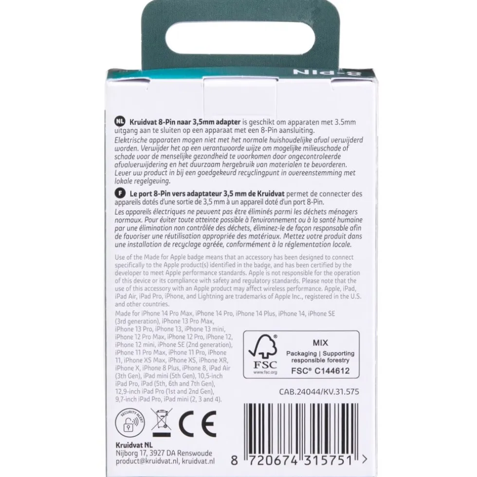 Kruidvat 8-pin to Mini-jack Audio Adapter