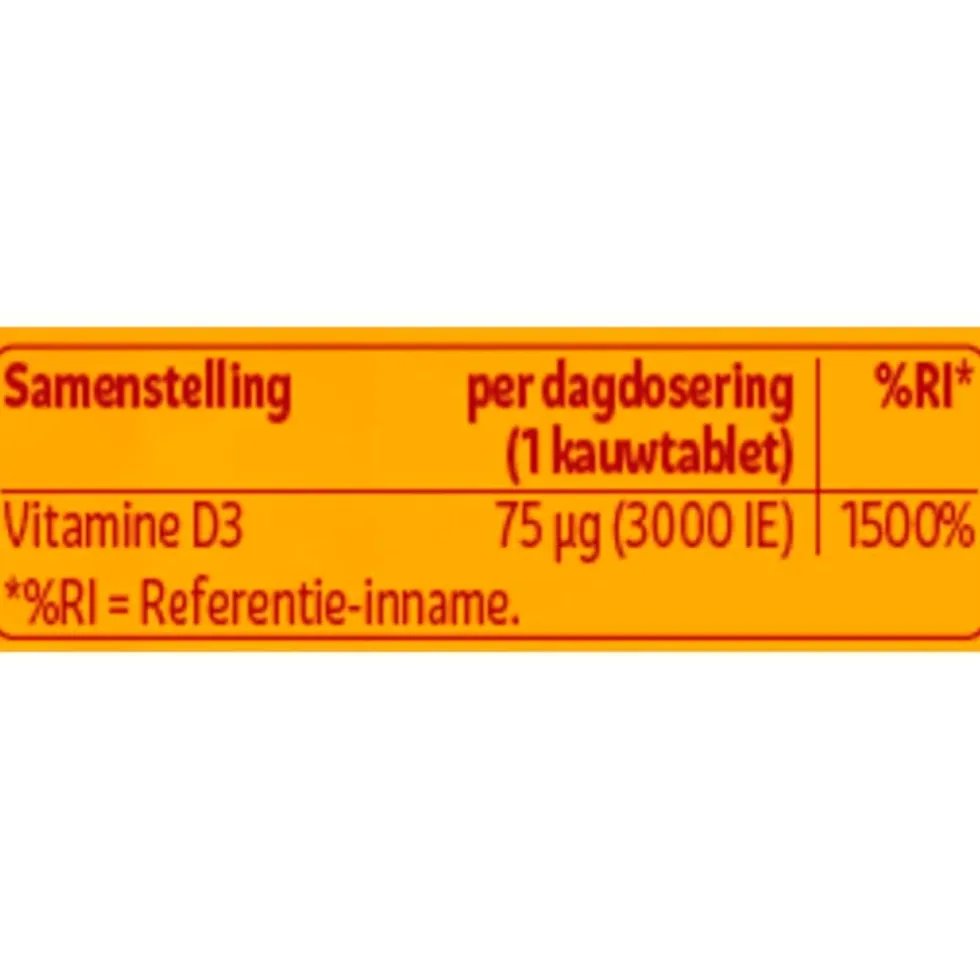 Kruidvat Vitamine D3 75ug Kauwtabletten