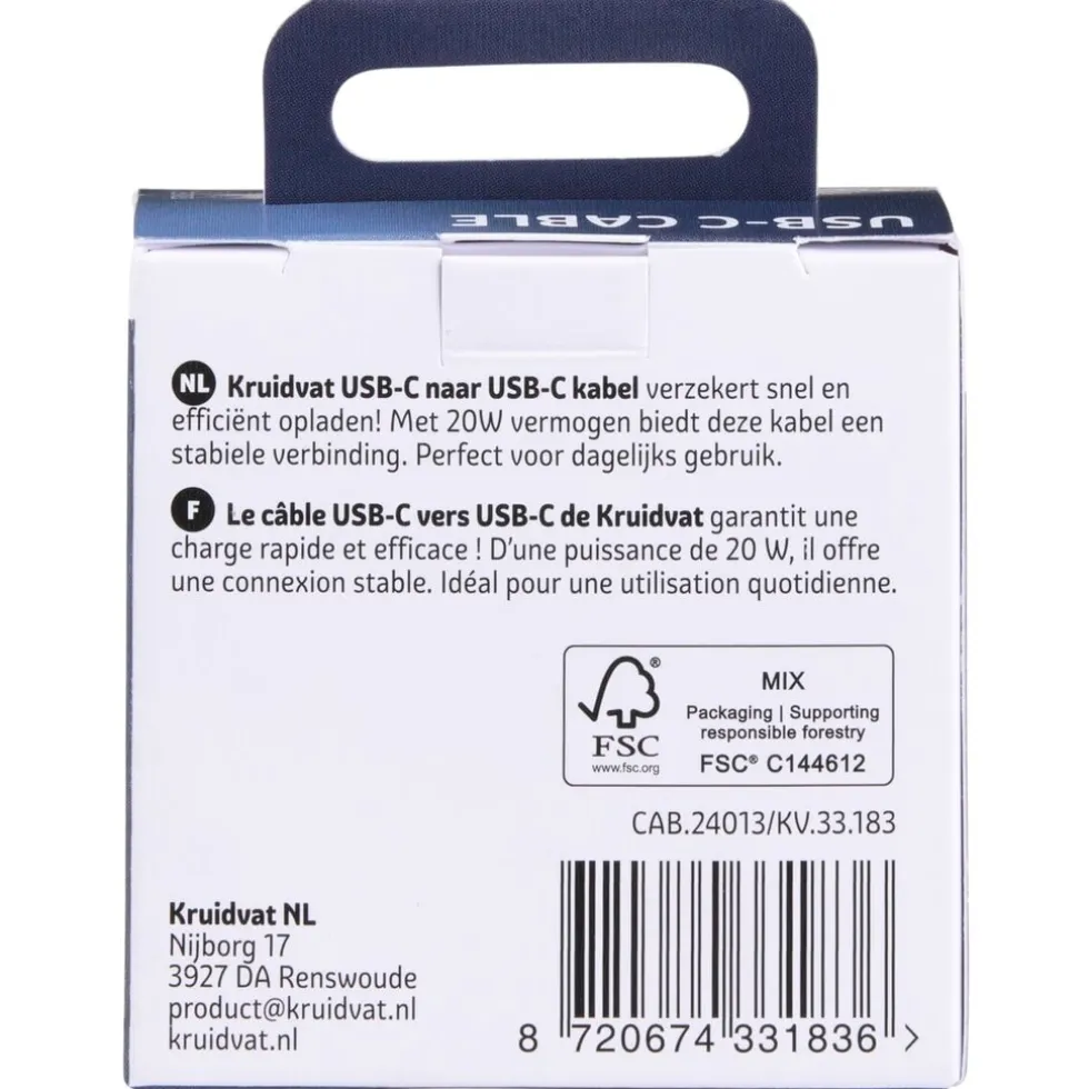 Kruidvat 20W USB-C-naar-USB-C Kabel