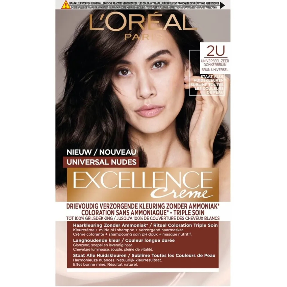 L'Oréal Paris Excellence Crème Universal Nudes 2U Zeer Donkerbruin Permanente Haarkleuring