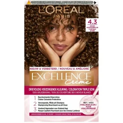 L'Oréal Paris Excellence Crème 4.3 Midden Goudbruin Haarkleuring