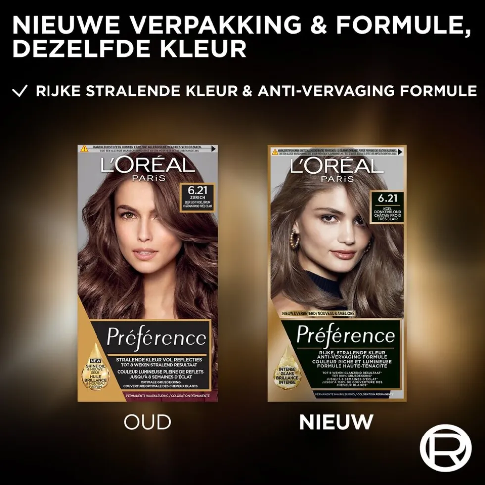L'Oréal Paris Préférence 6.21 Koel Donkerblond Permanente Haarkleuring