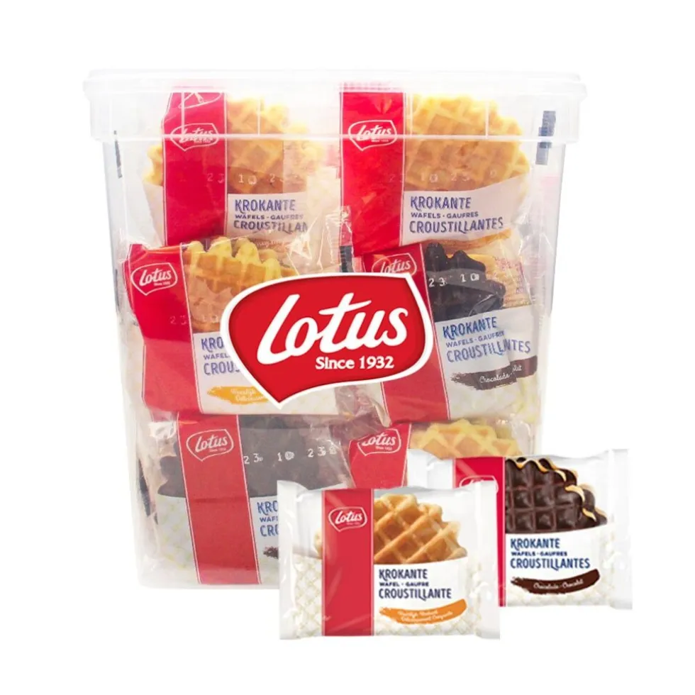 Lotus koekjesmix - Krokante wafels vanille & chocolade - 30 stuks in herbruikbare box