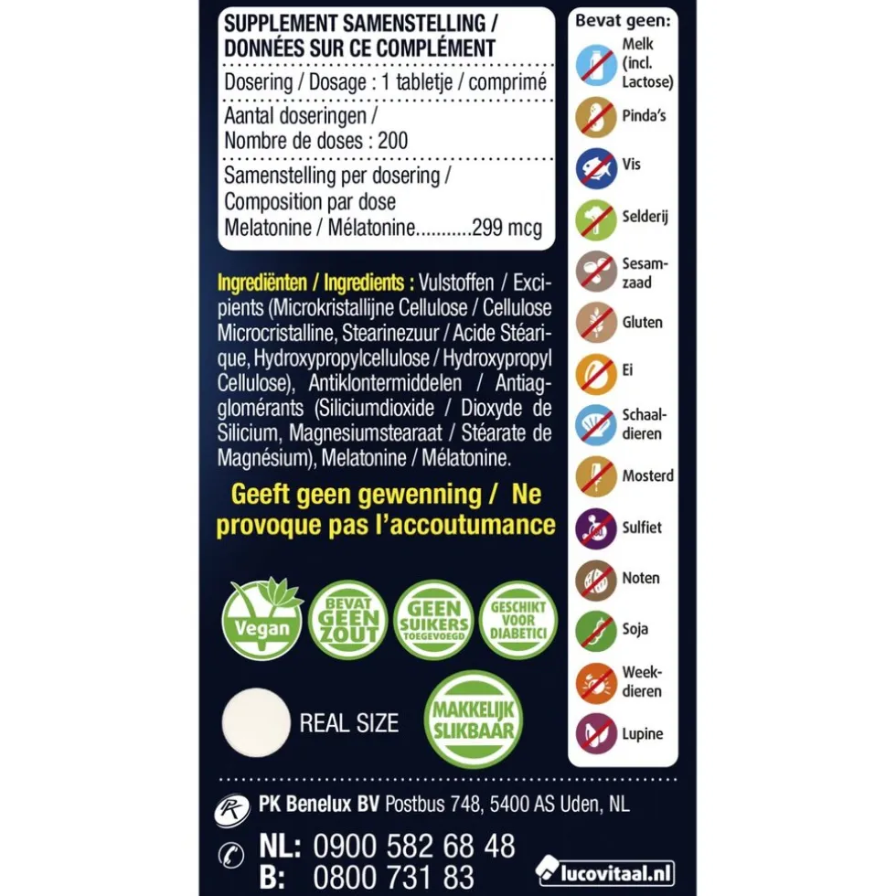 Lucovitaal Melatonine 299Mcg Time Released Tabletten