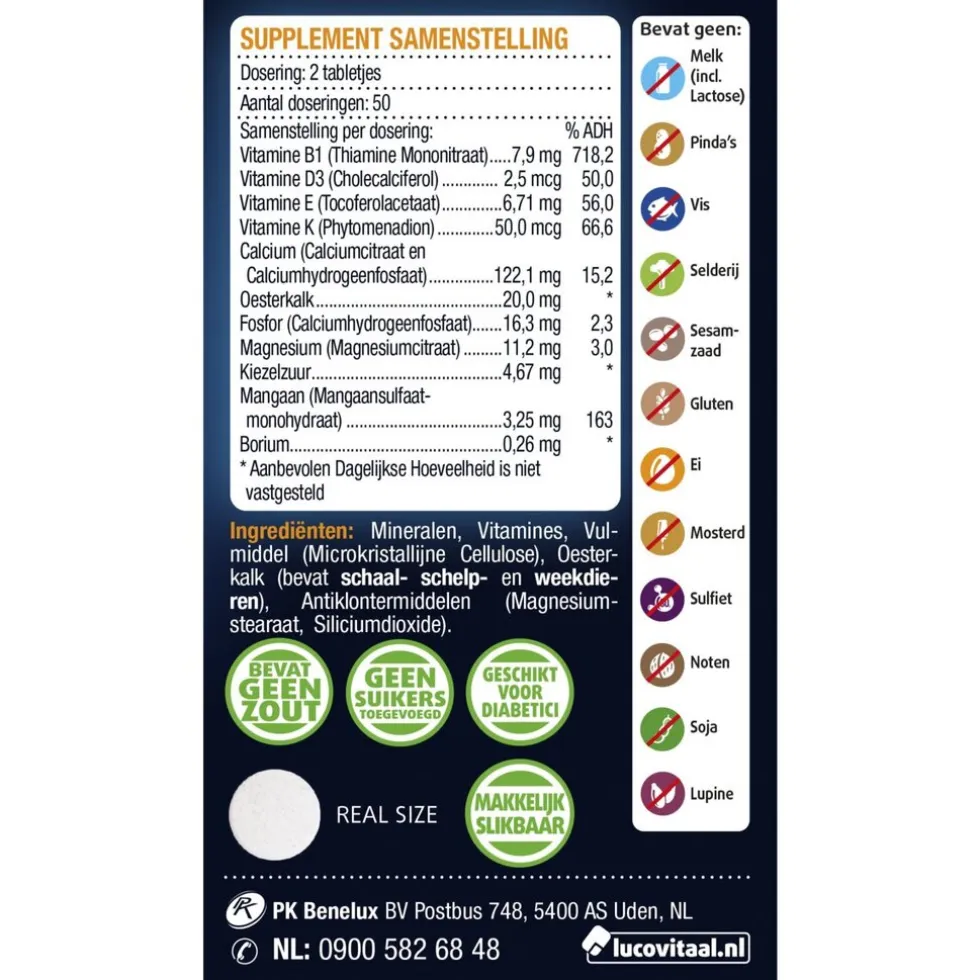Lucovitaal Oesterkalk Calcium Vitamine D3 & K Tabletten