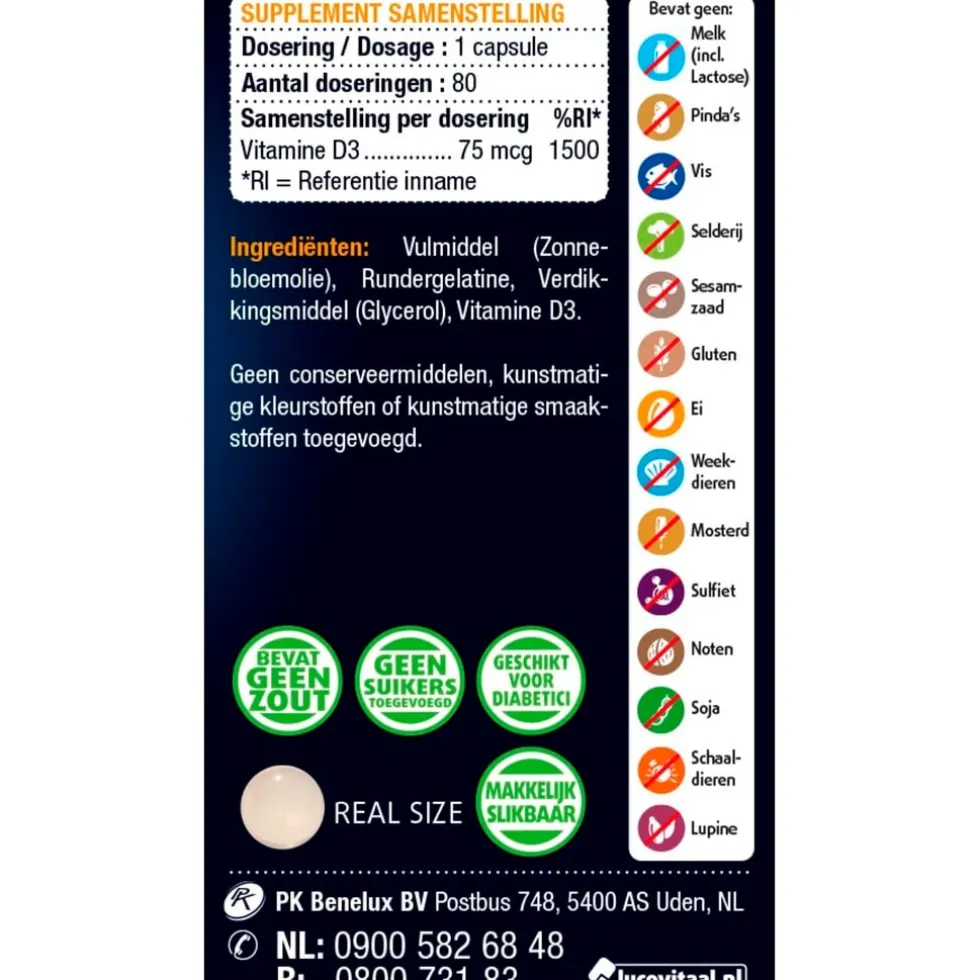 Lucovitaal Vitamine D3 75mcg Capsules