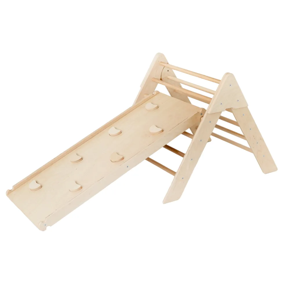 Luna Toys Naturel Houten Klimrek met Glijbaan