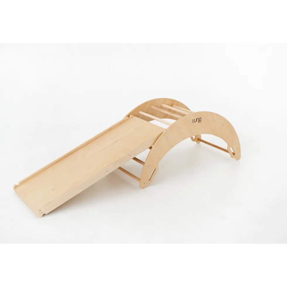 Luna Toys Naturel Houten Klimrek met Glijbaan