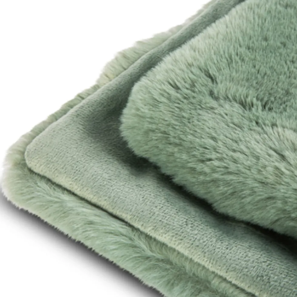 Lunetta Rabbit Fur Plaid Florence - green - 130x170cm