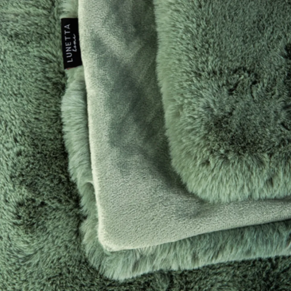 Lunetta Rabbit Fur Plaid Florence - green - 130x170cm