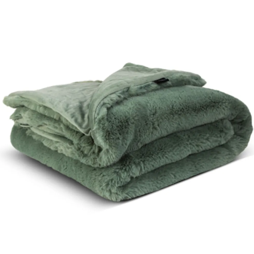 Lunetta Rabbit Fur Plaid Florence - green - 130x170cm