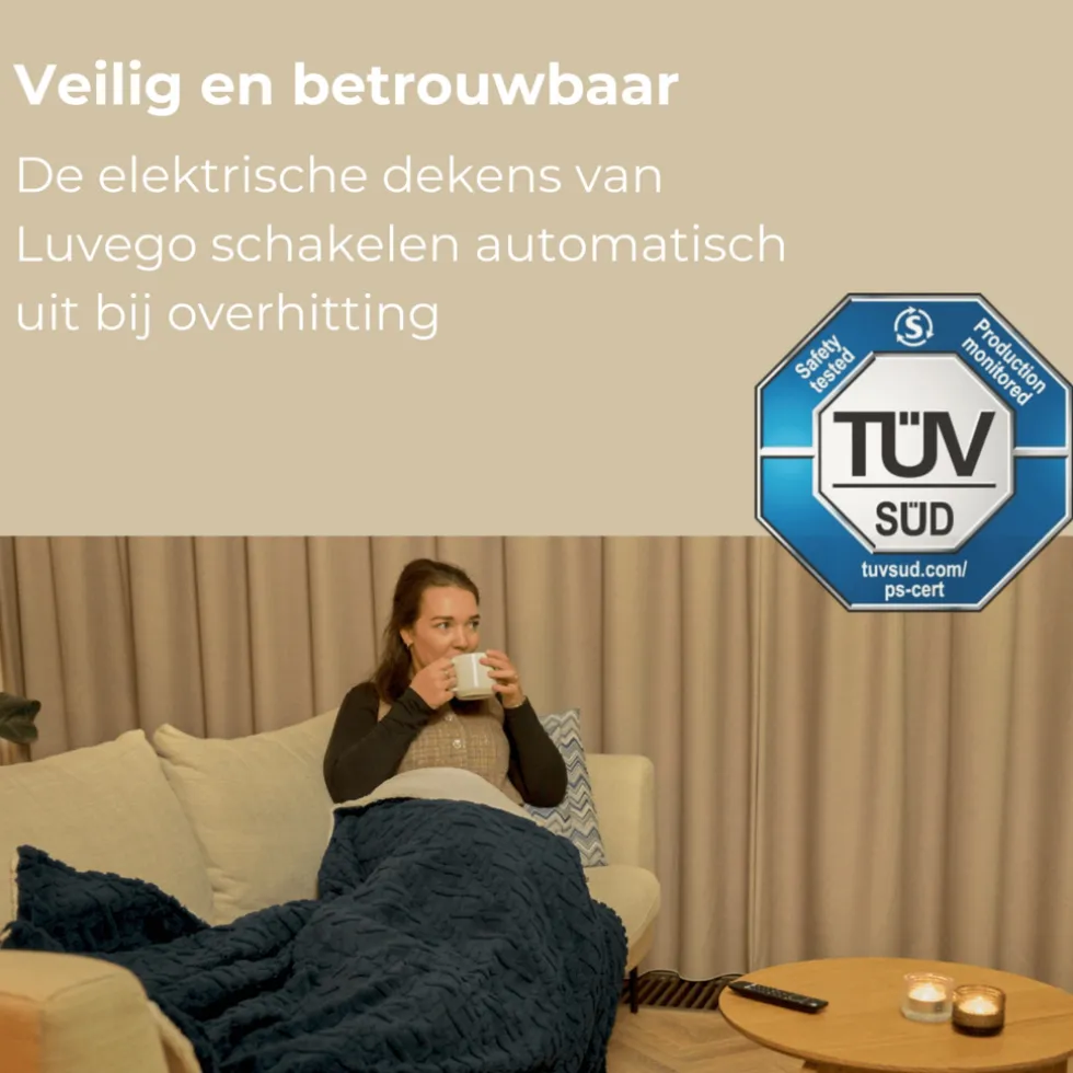Luvego Elektrische Bovendeken Warmte deken met Fleece/Sherpa Plaid