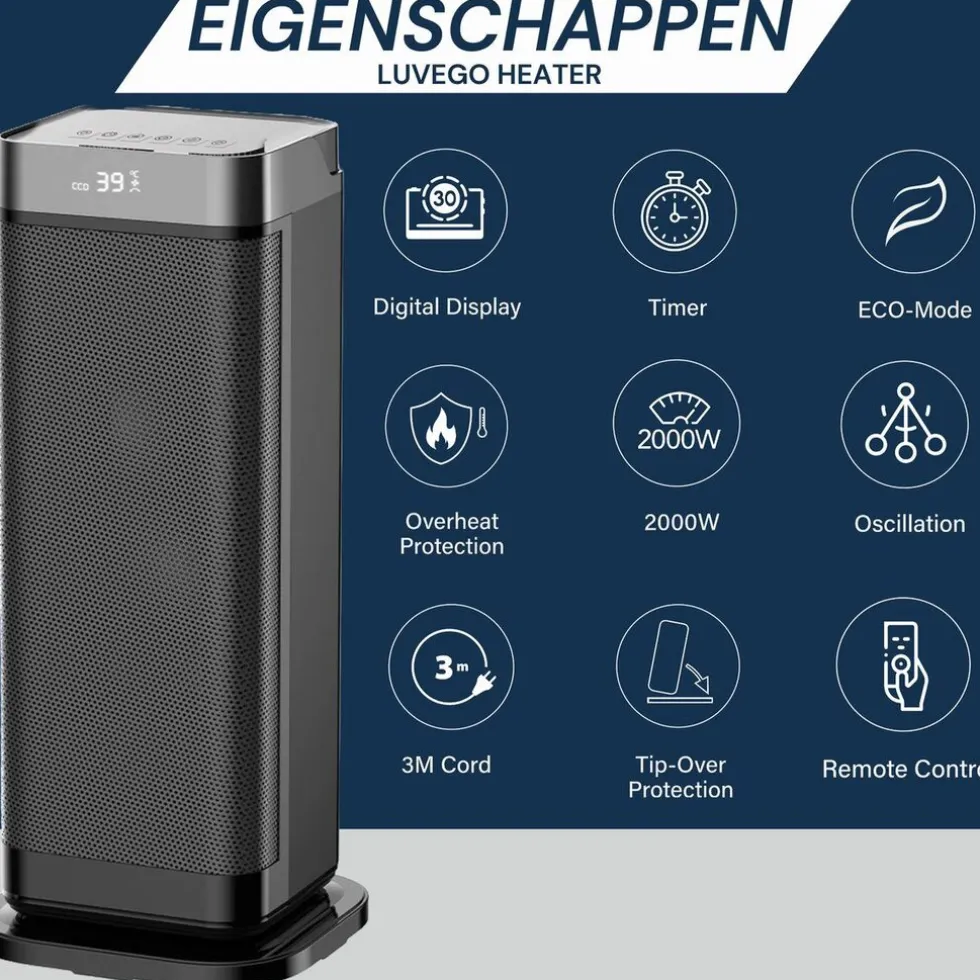 Luvego Elektrische Kachel Zwart