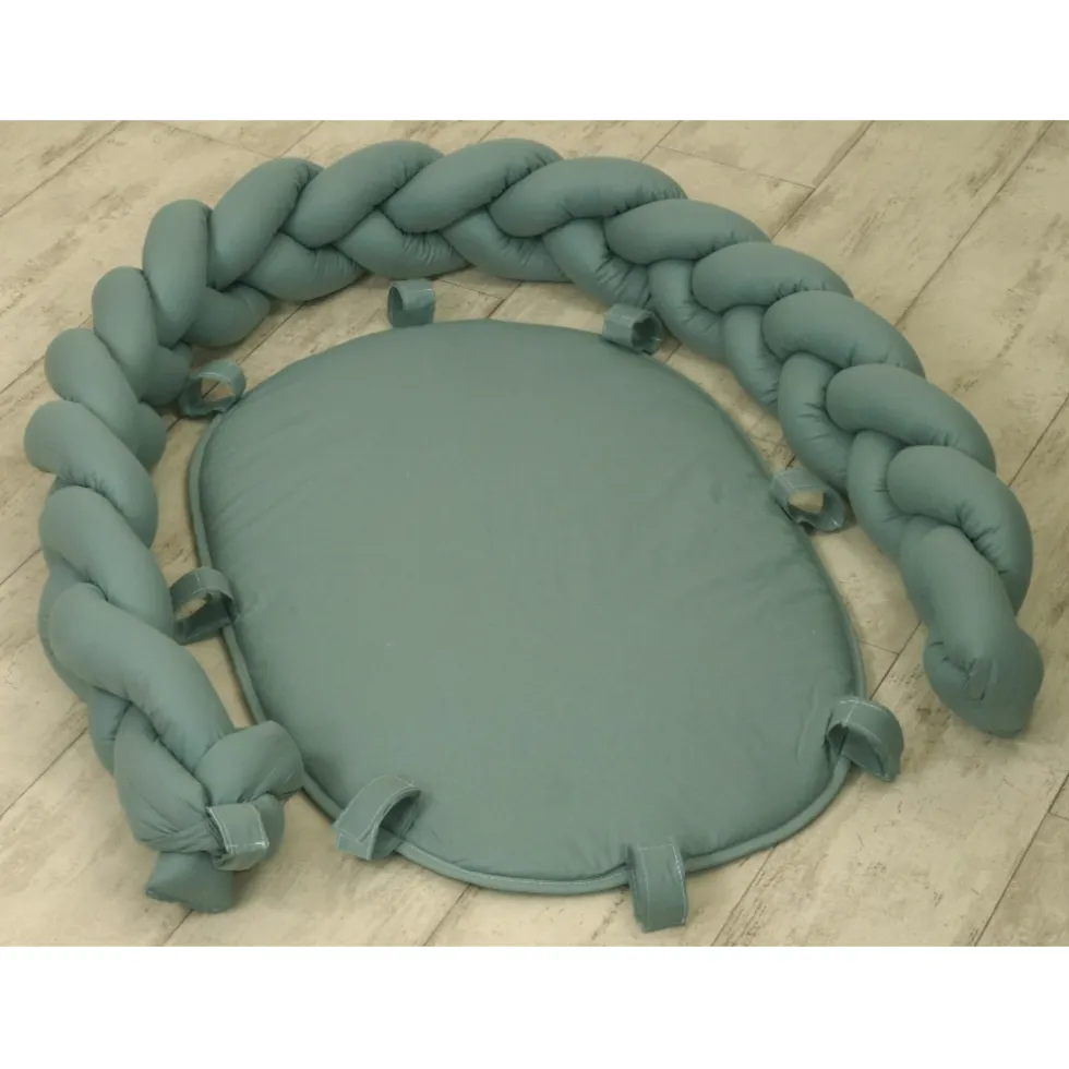 MamaLoes Amy Pure Stonegreen 2-in-1 Babynest en Braided Bedbumper