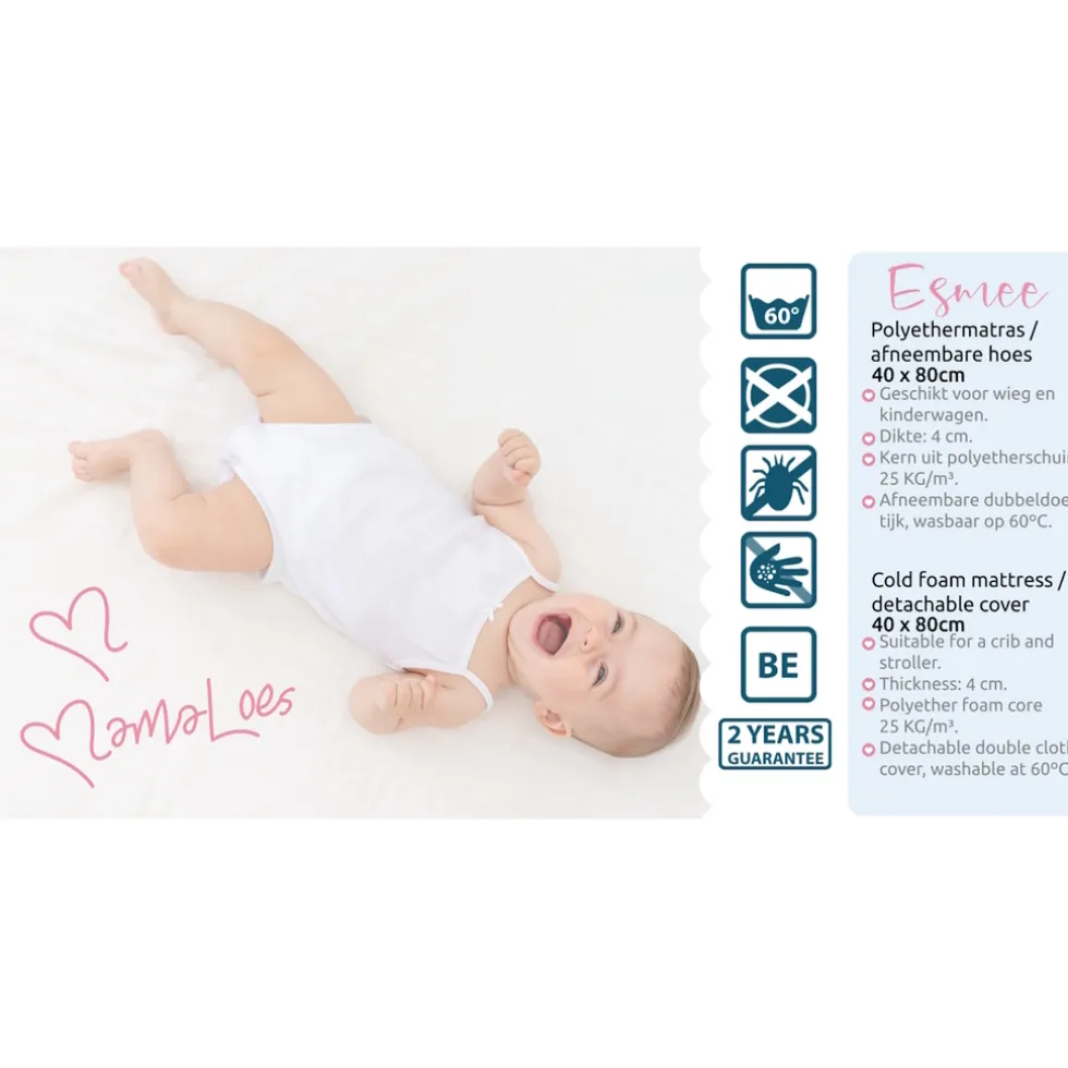 MamaLoes Esmee 40x80x4 cm Kinderwagen- en Wiegmatras