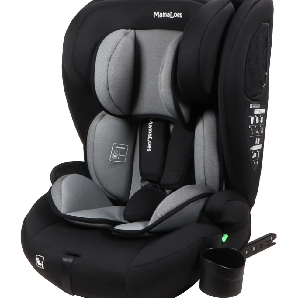 MamaLoes Mick Zwart/Grijs Isofix 76-150 cm i-Size Autostoel