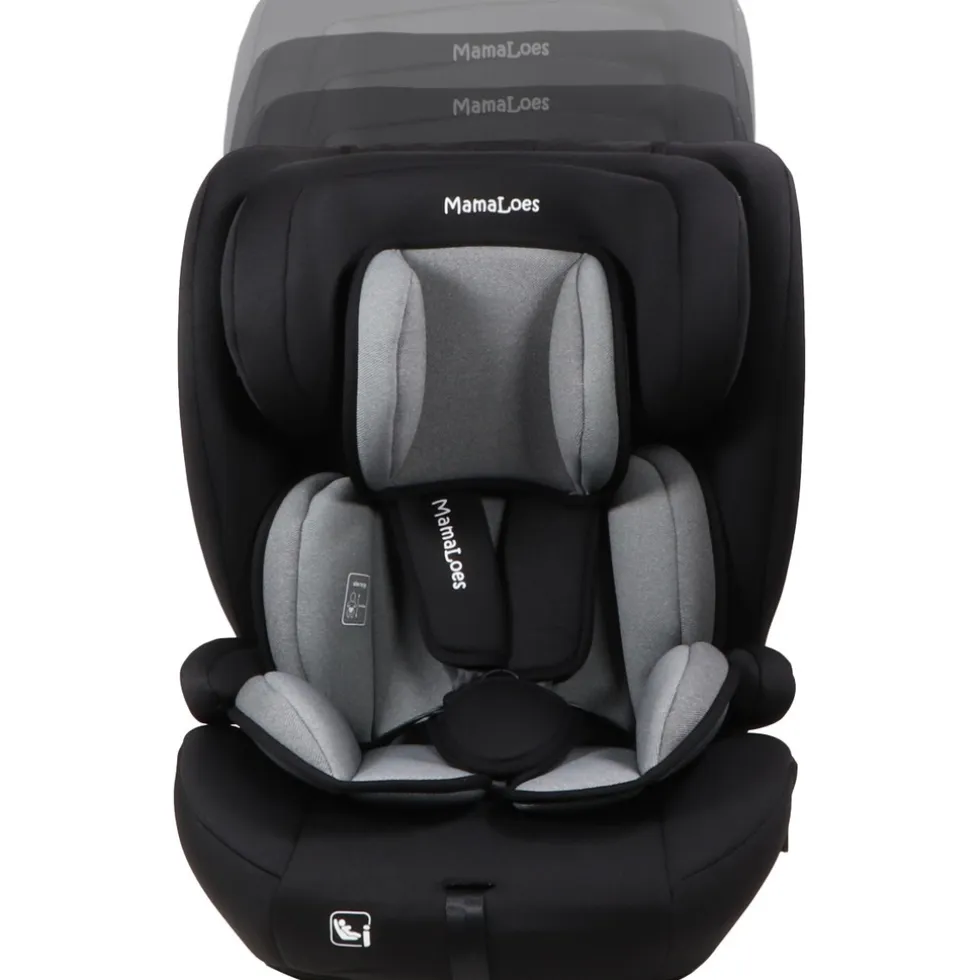 MamaLoes Mick Zwart/Grijs Isofix 76-150 cm i-Size Autostoel