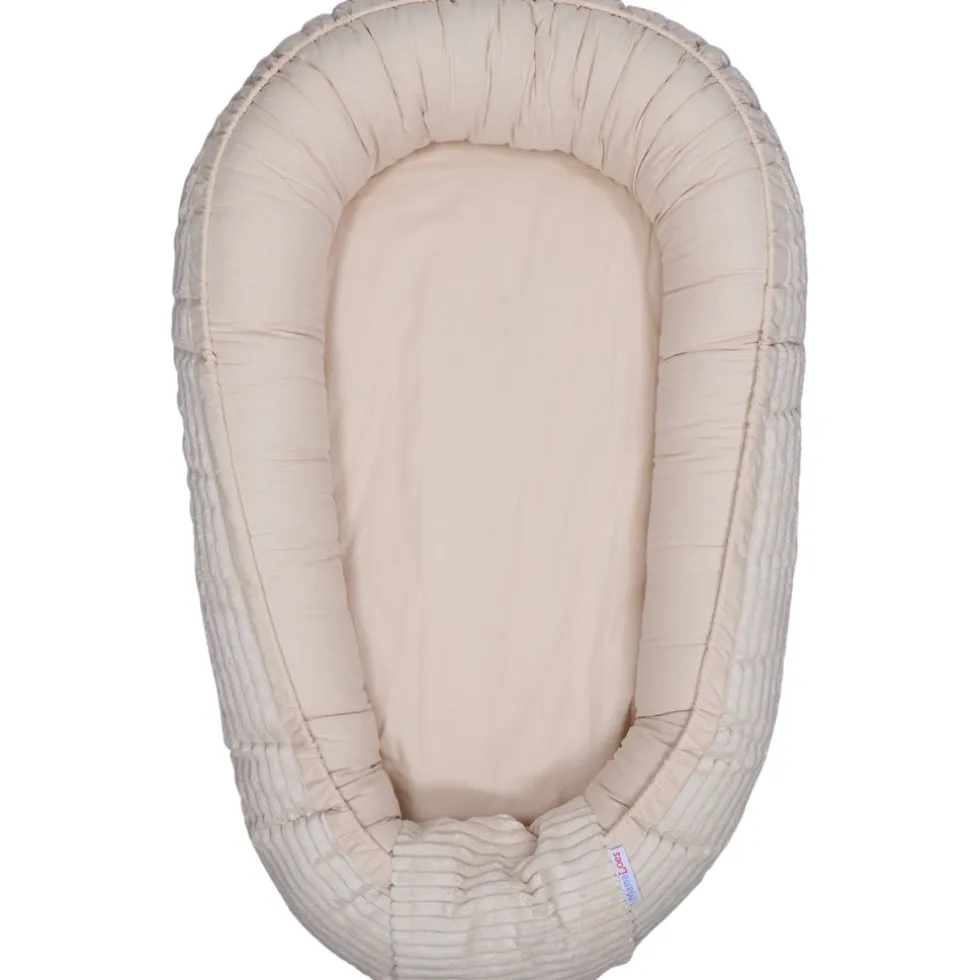 MamaLoes Velours Rib Beige Omkeerbaar Babynest