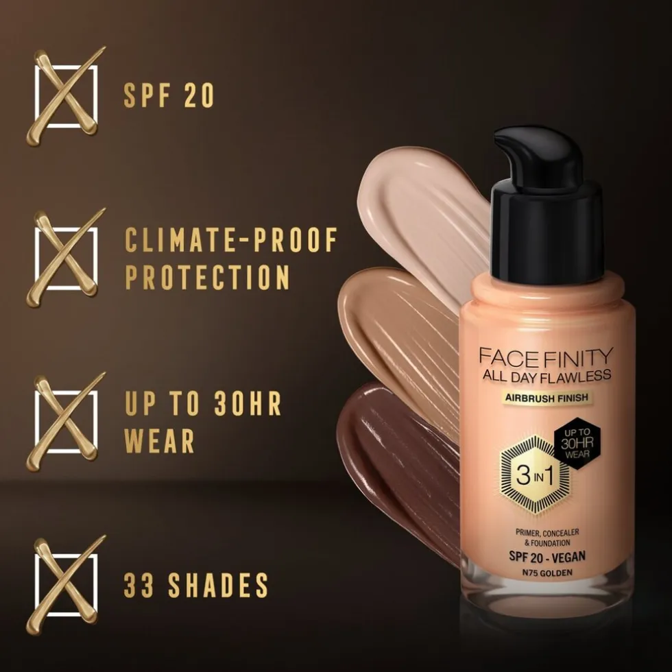 Max Factor Facefinity All Day Flawless N75 Golden Foundation