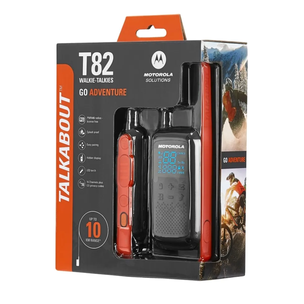 Motorola Solutions T82 Talkabout Walkie Talkie 2 Stuks Eenvoudige Synchronisatie 16 Kanalen LEDzaklamp