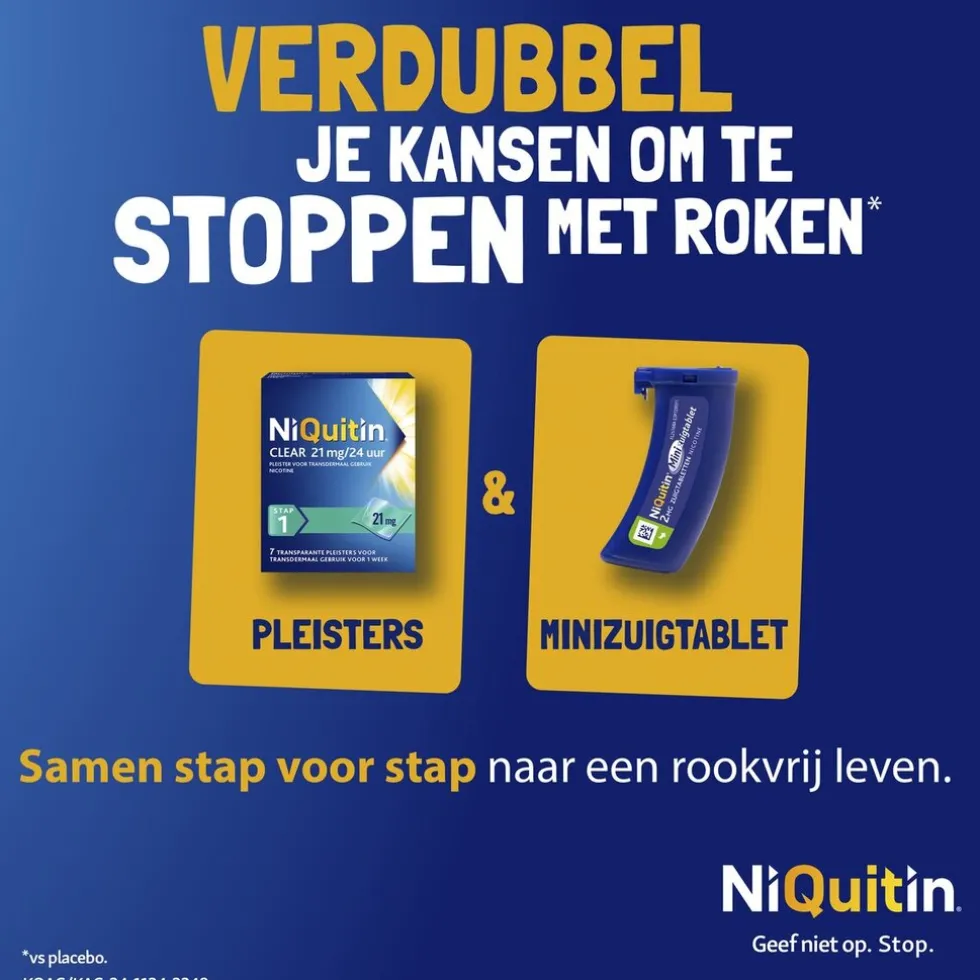 NiQuitin Clear Pleister Stap 1 - 21 mg - Nicotinepleister