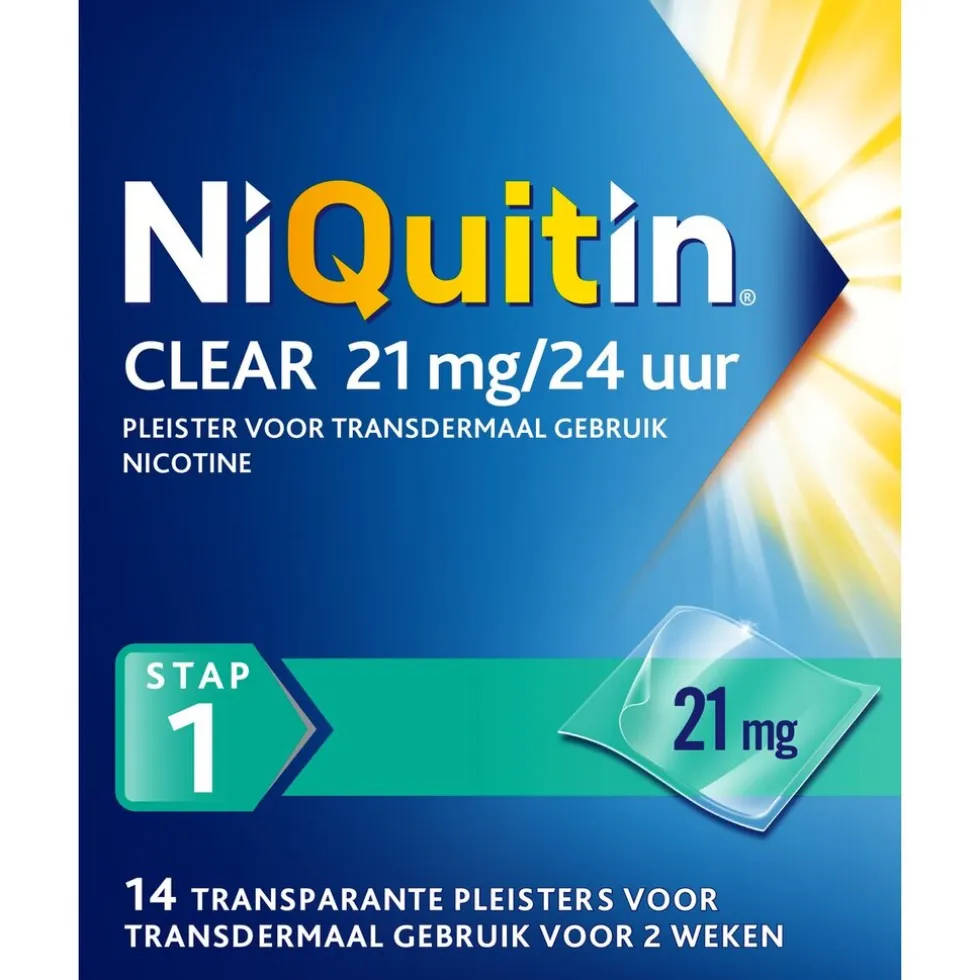 NiQuitin Clear Pleister Stap 1 - 21 mg - Nicotinepleister