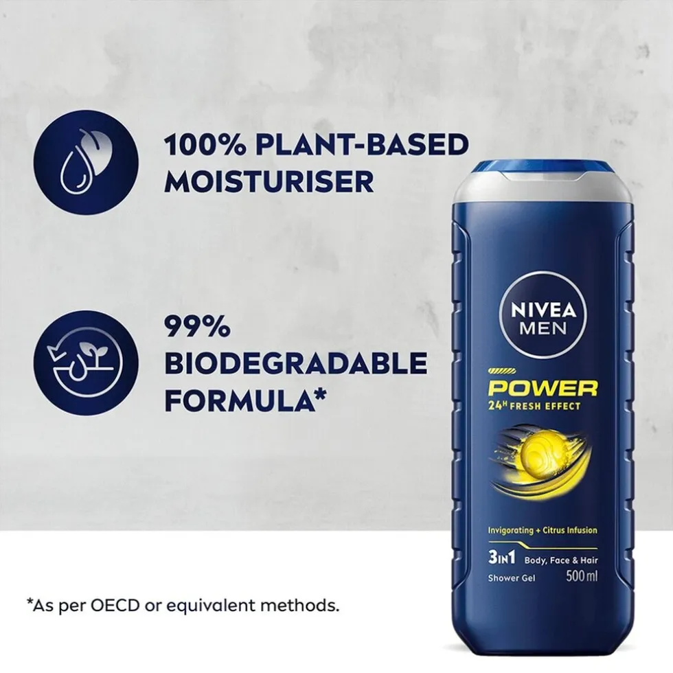 NIVEA Men Power 24H Fresh Effect 3-in-1 Douchegel