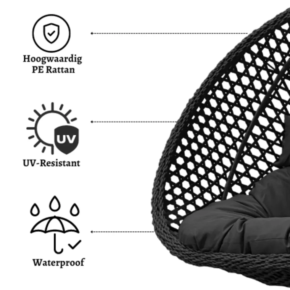 Rijoka Hangstoel Dubbel Eggy Rope Schommelstoel Luxe Rattan 2persoons