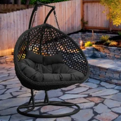 Rijoka Hangstoel Dubbel Eggy Rope Schommelstoel Luxe Rattan 2persoons